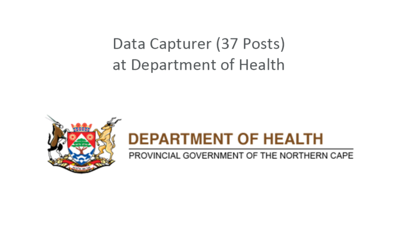 Data Capturer (37 Posts) at Department of Health