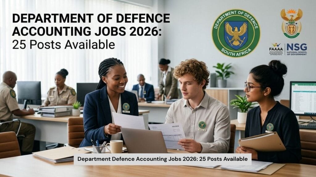 Department Defence Accounting Jobs 2026 are open for 25 Accounting Clerk posts. Grade 12 applicants can apply for Salary Level 05 vacancies.